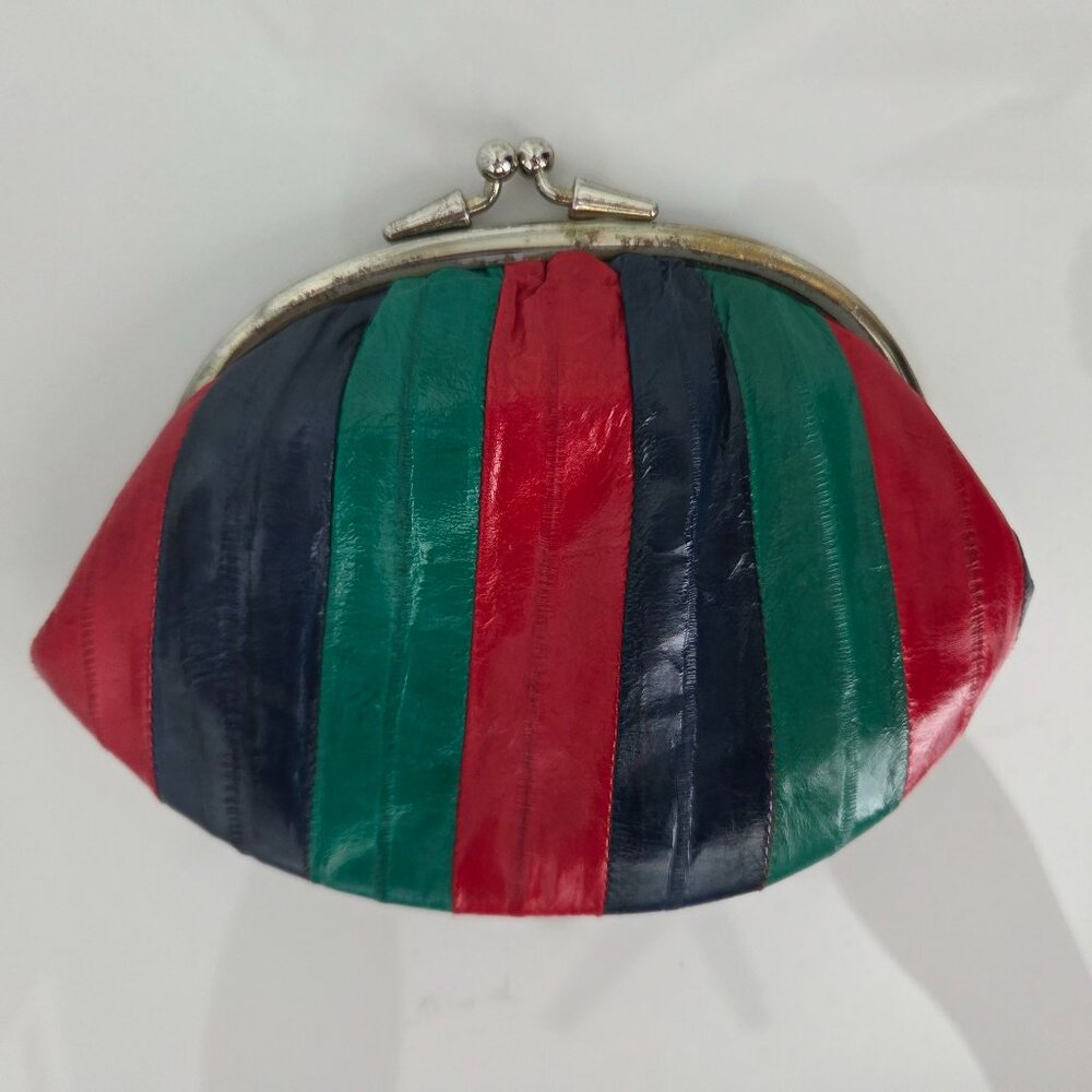 Vintage Eel Skin Double Coin Purse